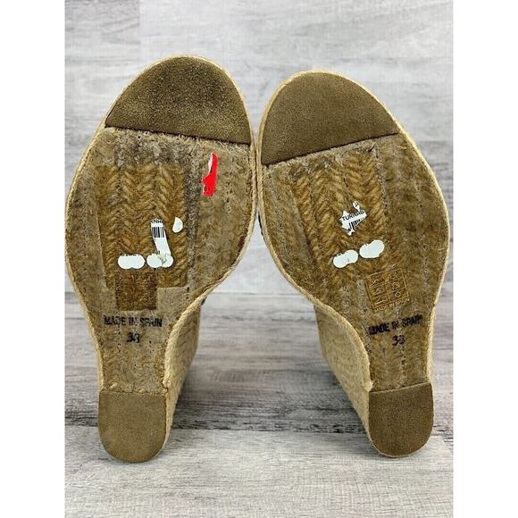 Midas Womens Size 6M Black Patent Leather Strap Espadrille Wedge Sandals - Picture 8 of 8